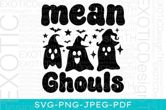 Mean Ghouls Boo Cute Ghost Funny Spooky Graphics for Crafts