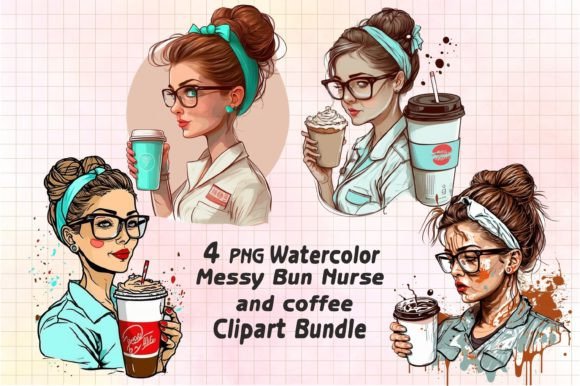 Messy Bun Nurse PNG: Graphics for Crafts