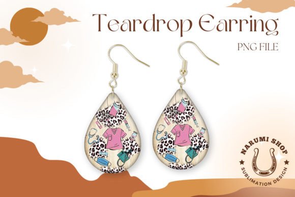 Nurse Fashion Leopard Teardrop Earring Graphics for Crafts