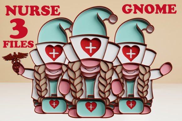Nurse Gnome PaperCut Bundle for Crafts & Graphics
