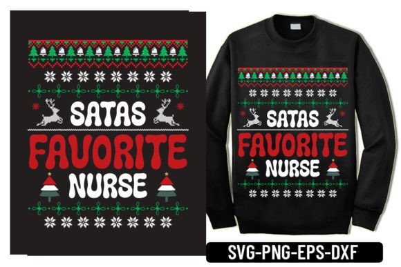 Santas Favorite Nurse Ugly Sweater Graphics for Crafts